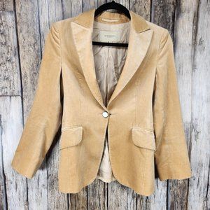 BURBERRY LONDON Tan Velvet One Button Casual Blazer - 4